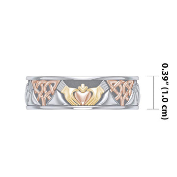 Celtic Knotwork Three Tone Claddagh Ring OTR3355 - Jewelry